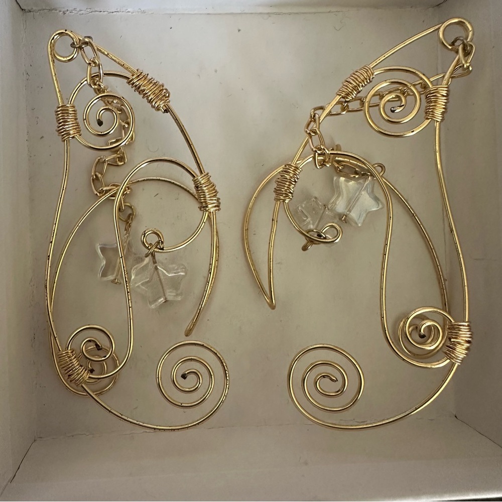 Elegant Gold Wire Fairy Earrings